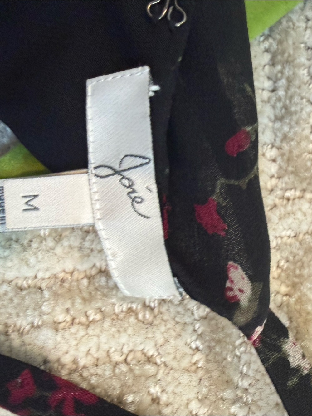 Joie Black Floral Halter Tank with Burgundy Stripe Accents - Picture 3 of 4